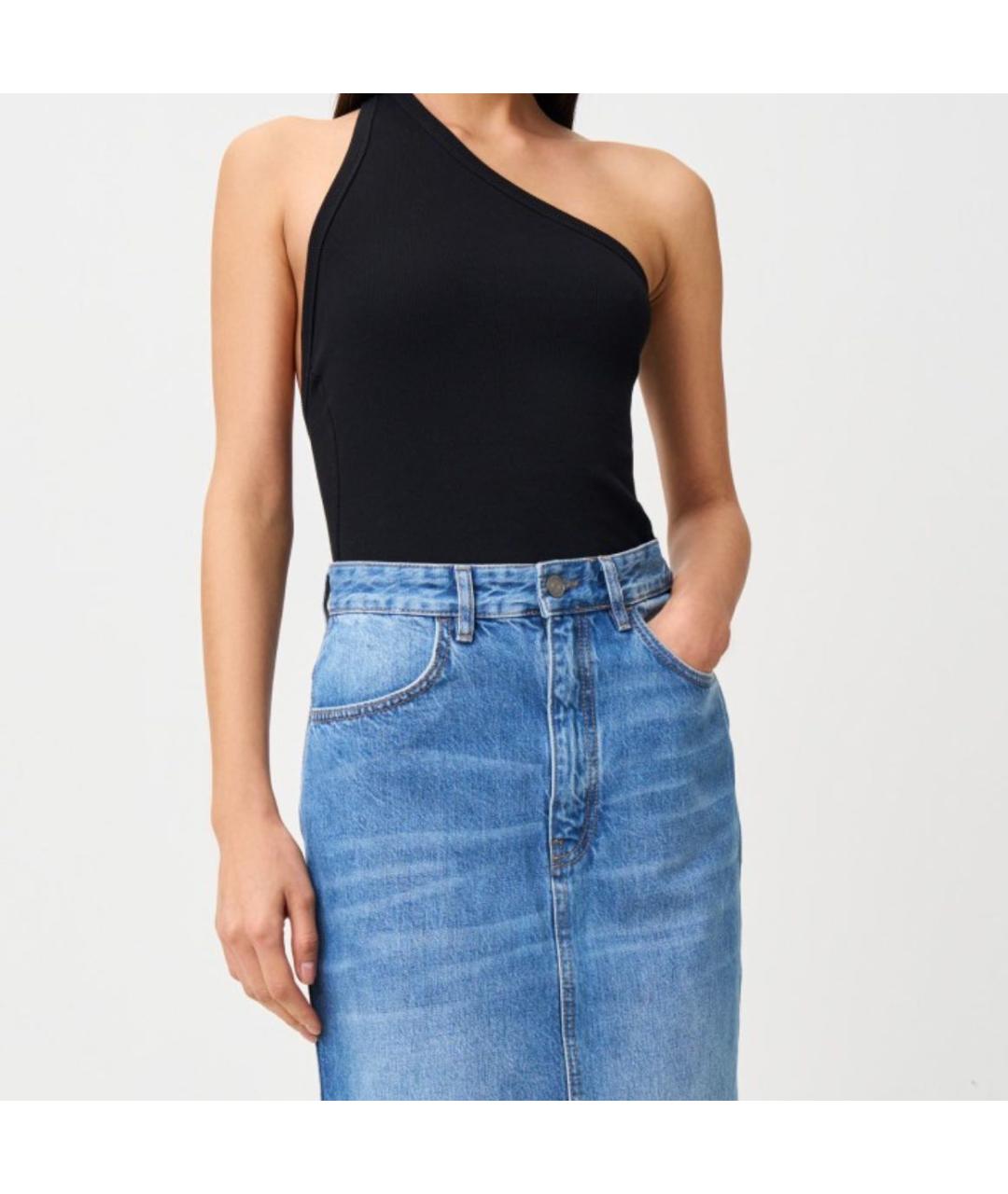 12 STOREEZ Голубая деним юбка миди, фото 7