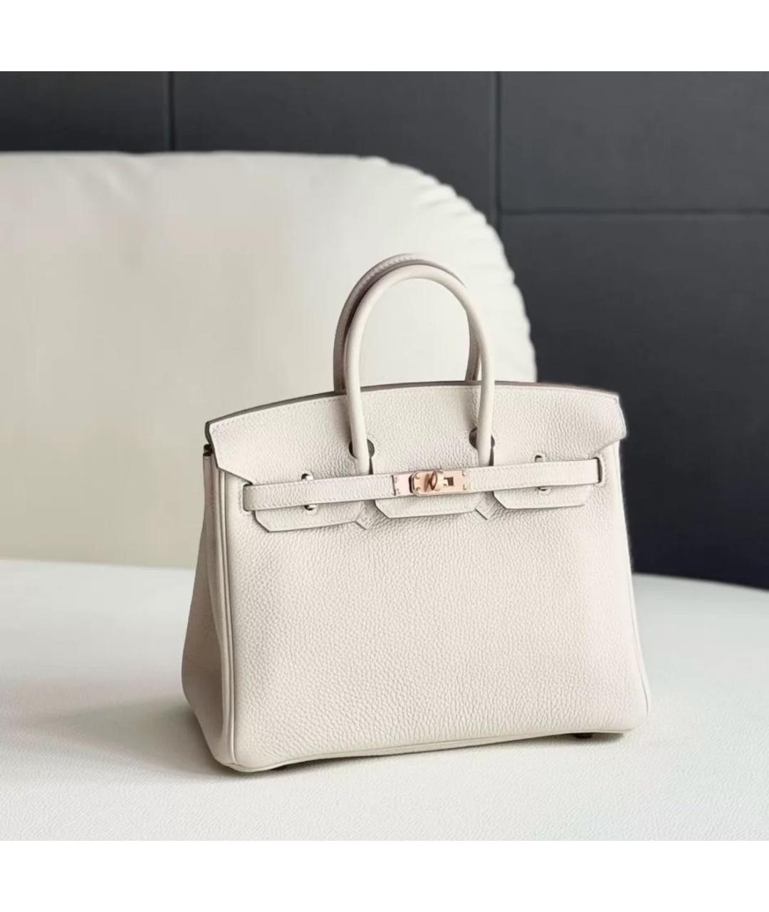 HERMES Белая кожаная сумка тоут, фото 3