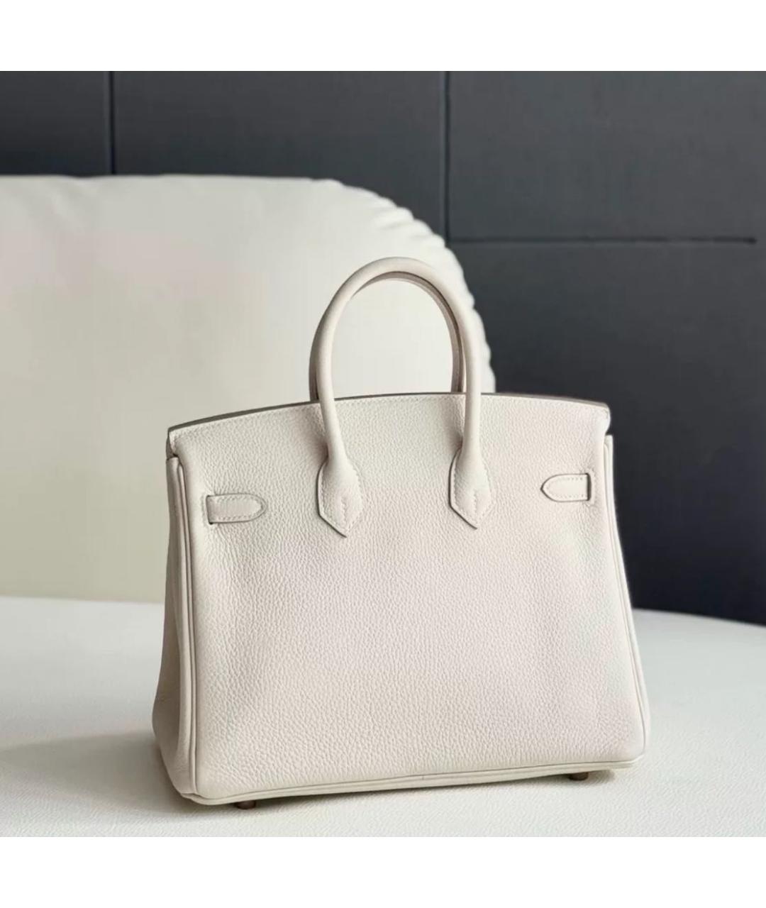 HERMES Белая кожаная сумка тоут, фото 2