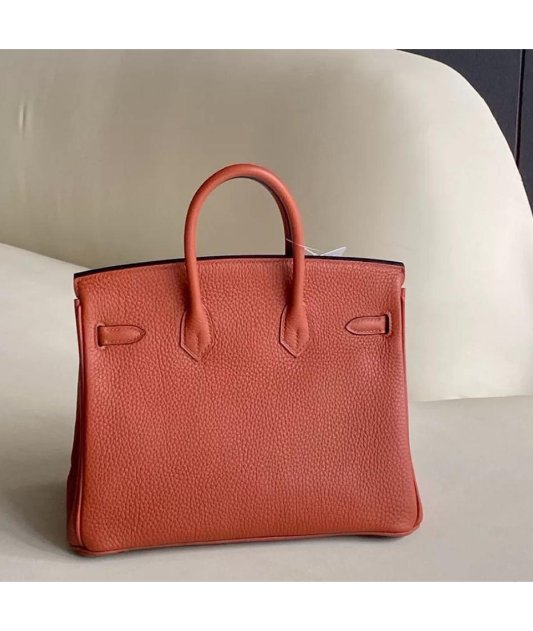 HERMES Бордовая кожаная сумка с короткими ручками, фото 3