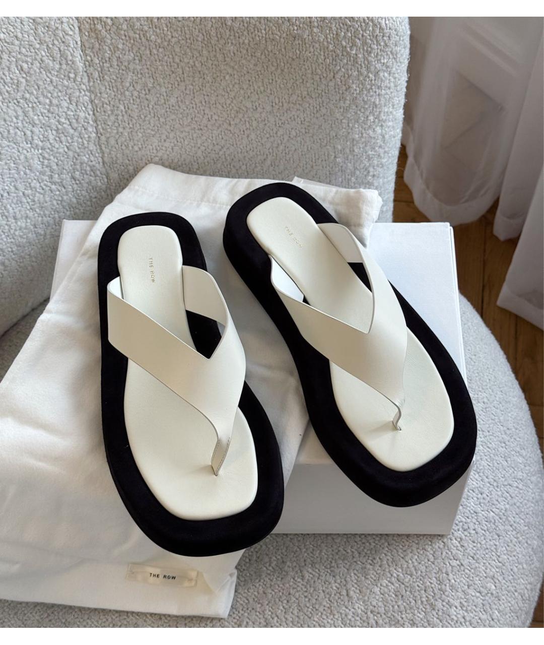 THE ROW Белые кожаные шлепанцы, фото 4