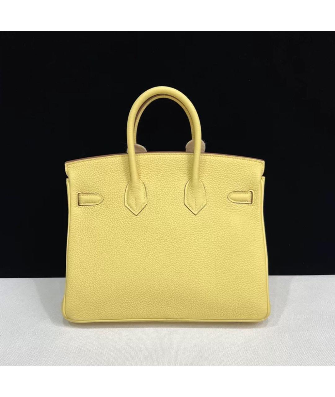 HERMES Желтая кожаная сумка тоут, фото 2