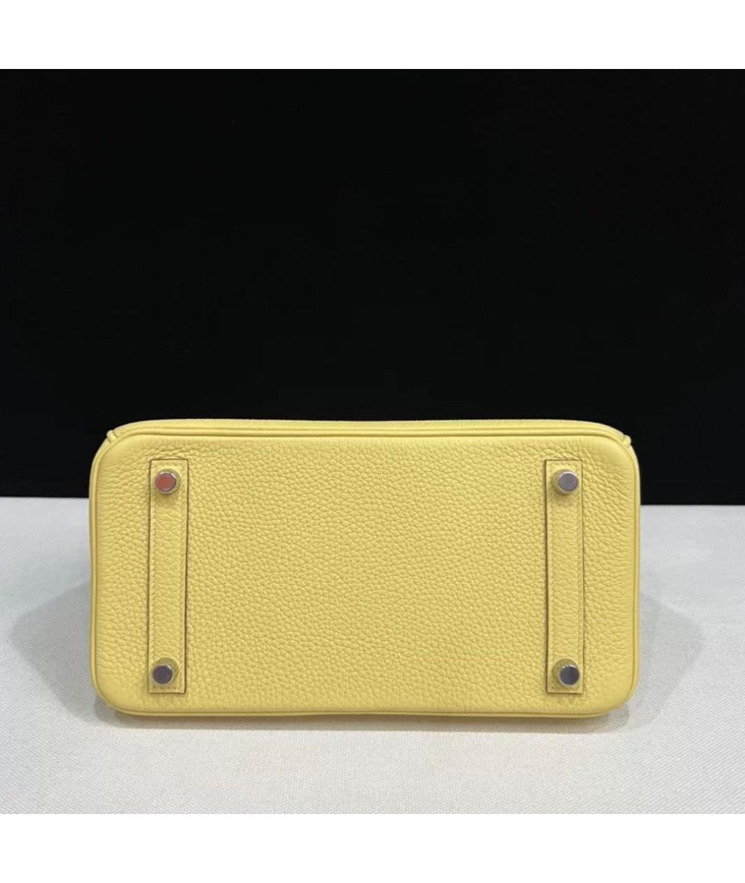 HERMES Желтая кожаная сумка тоут, фото 5