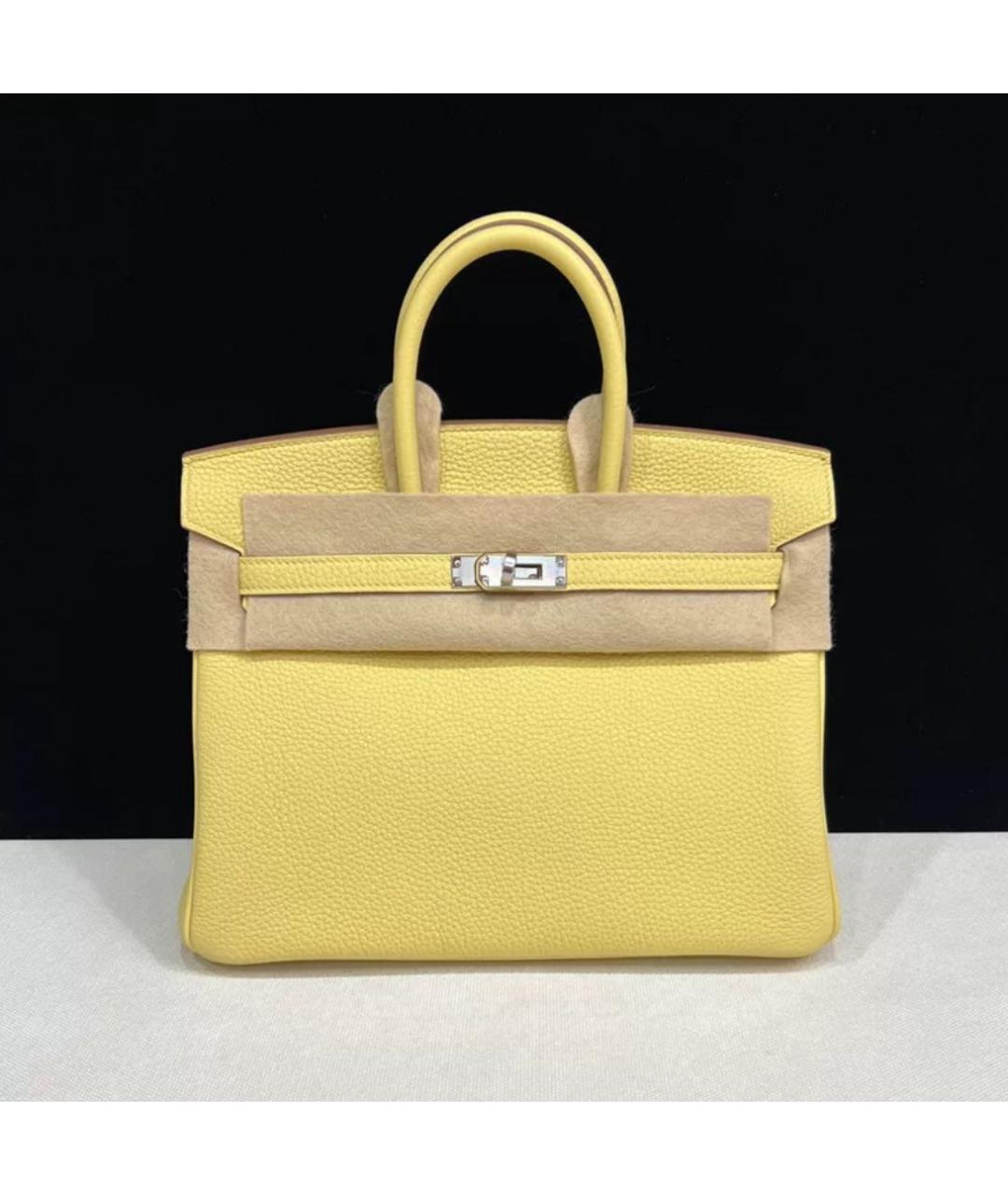 HERMES Желтая кожаная сумка тоут, фото 6