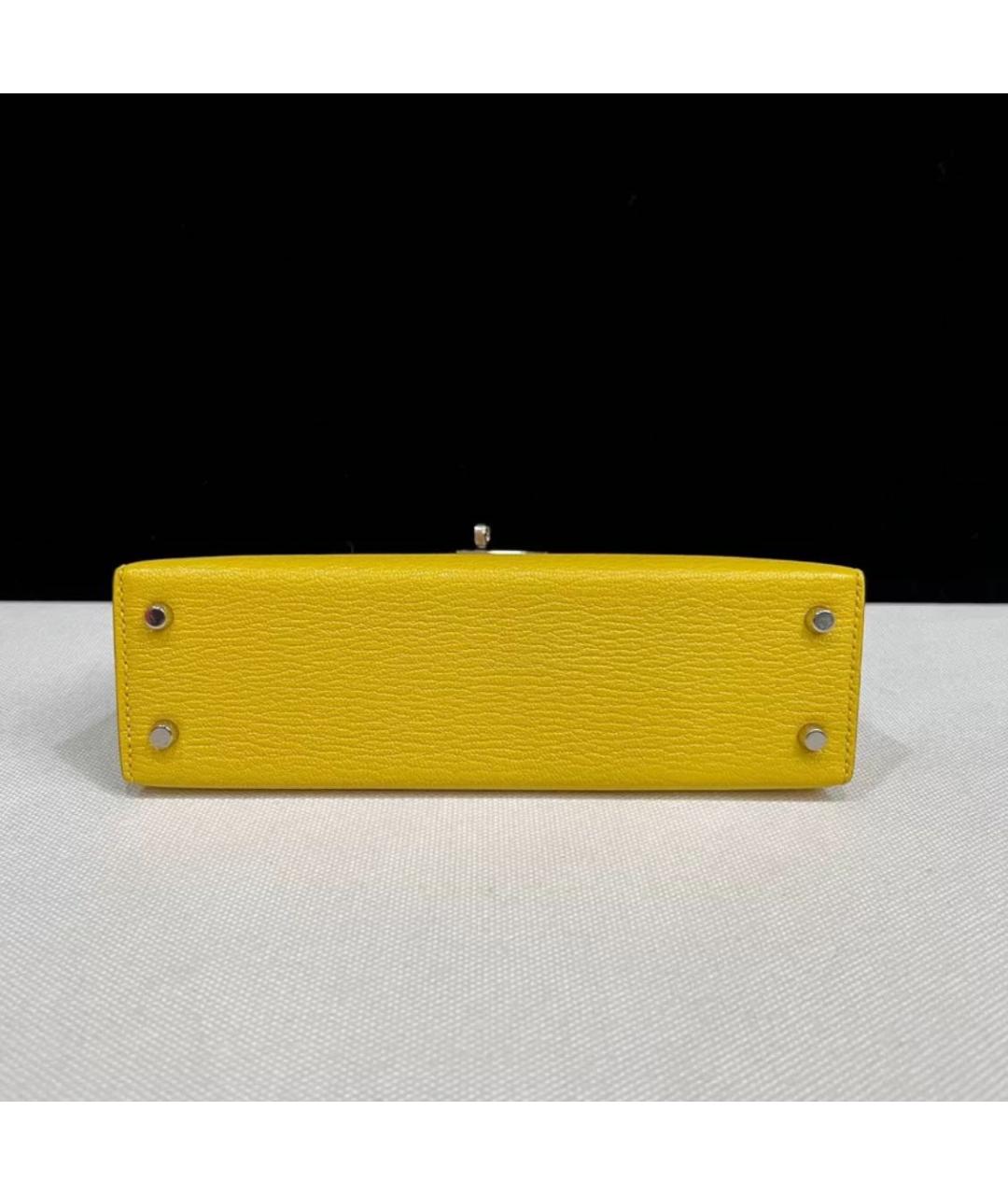 HERMES Желтая кожаная сумка с короткими ручками, фото 5