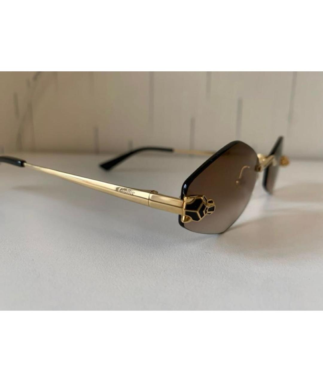 CARTIER Коричневые металлические солнцезащитные очки, фото 2
