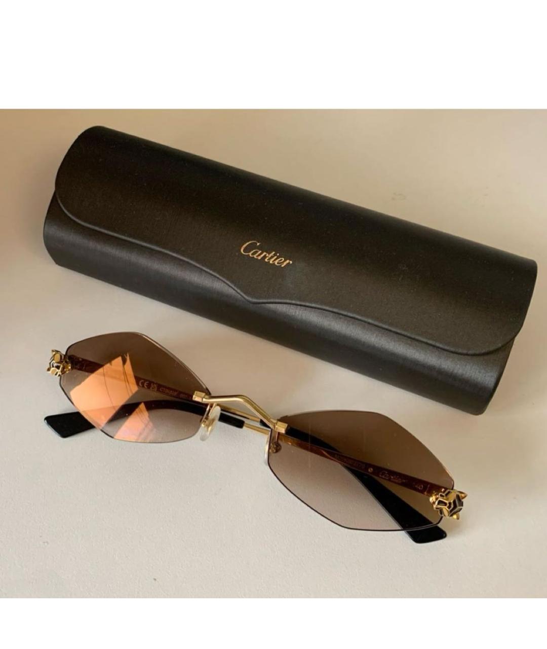 CARTIER Коричневые металлические солнцезащитные очки, фото 3