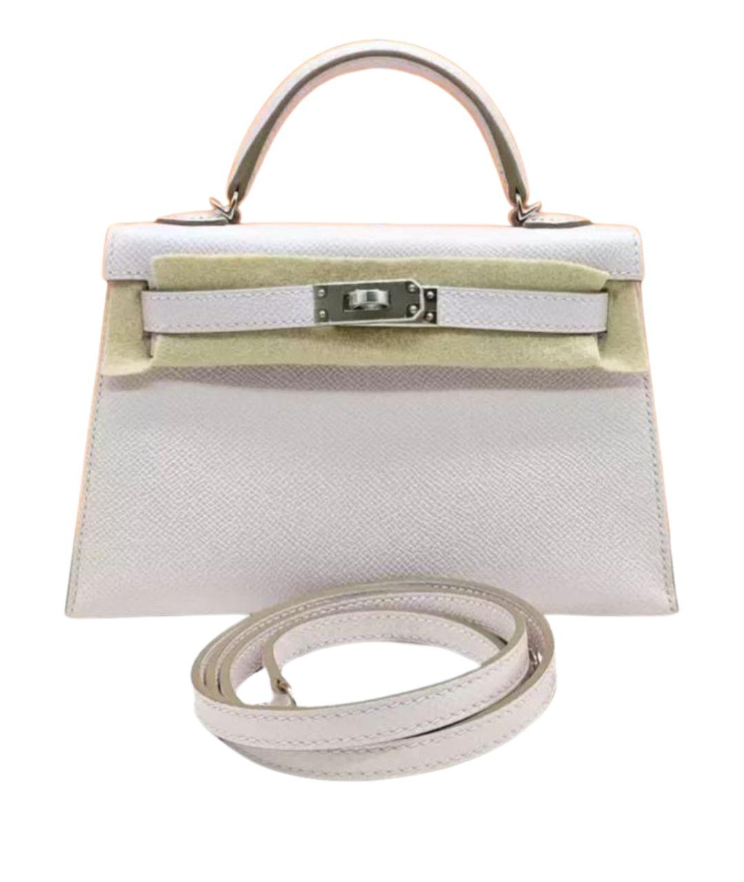 HERMES Белая кожаная сумка с короткими ручками, фото 8