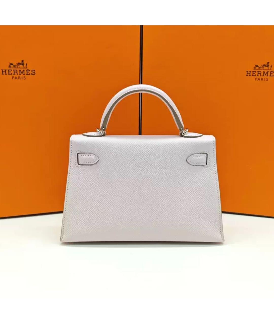 HERMES Белая кожаная сумка с короткими ручками, фото 2