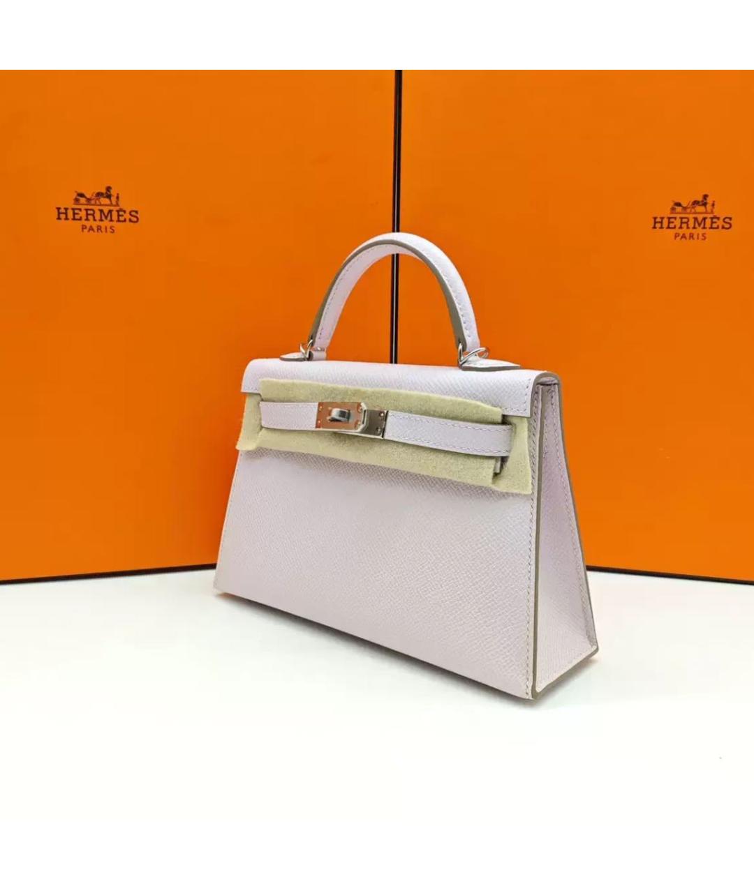 HERMES Белая кожаная сумка с короткими ручками, фото 4