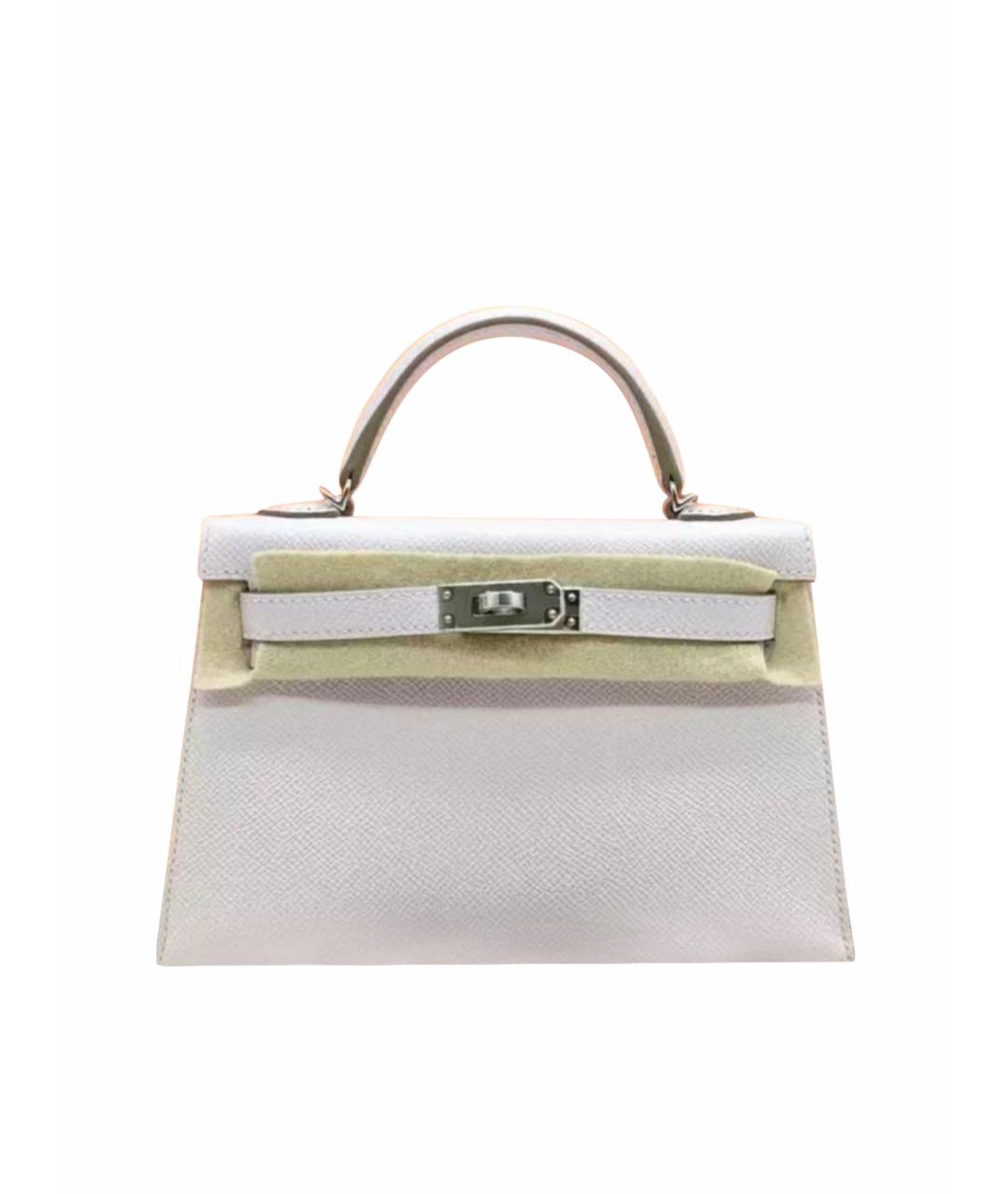 HERMES Белая кожаная сумка с короткими ручками, фото 1