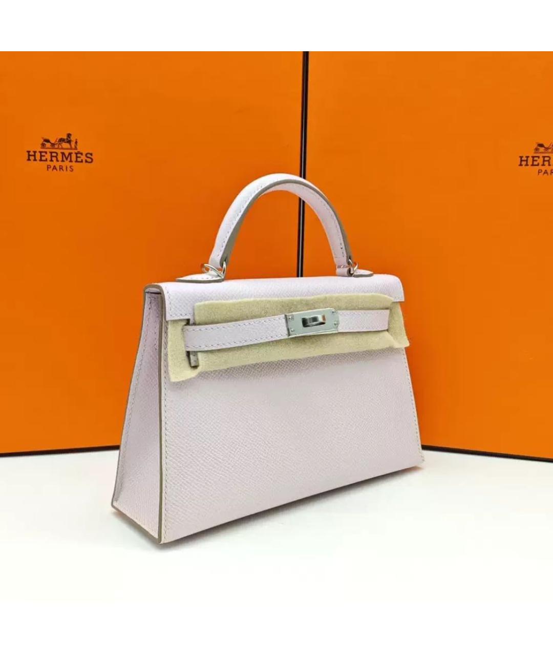 HERMES Белая кожаная сумка с короткими ручками, фото 3