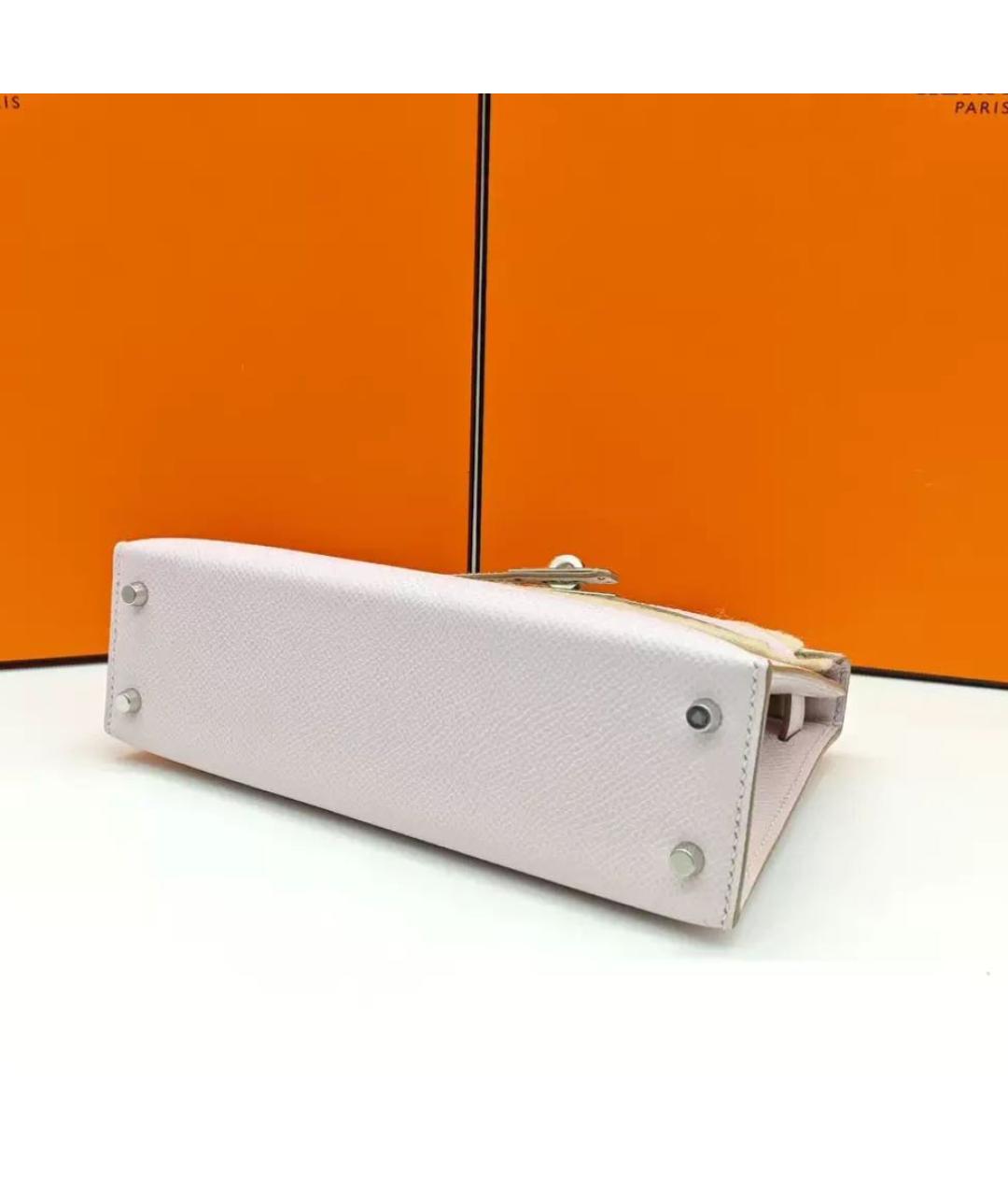 HERMES Белая кожаная сумка с короткими ручками, фото 5