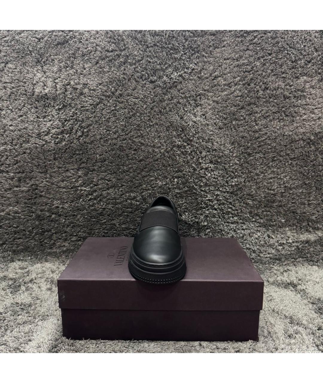 VALENTINO Черные кожаные слипоны, фото 2
