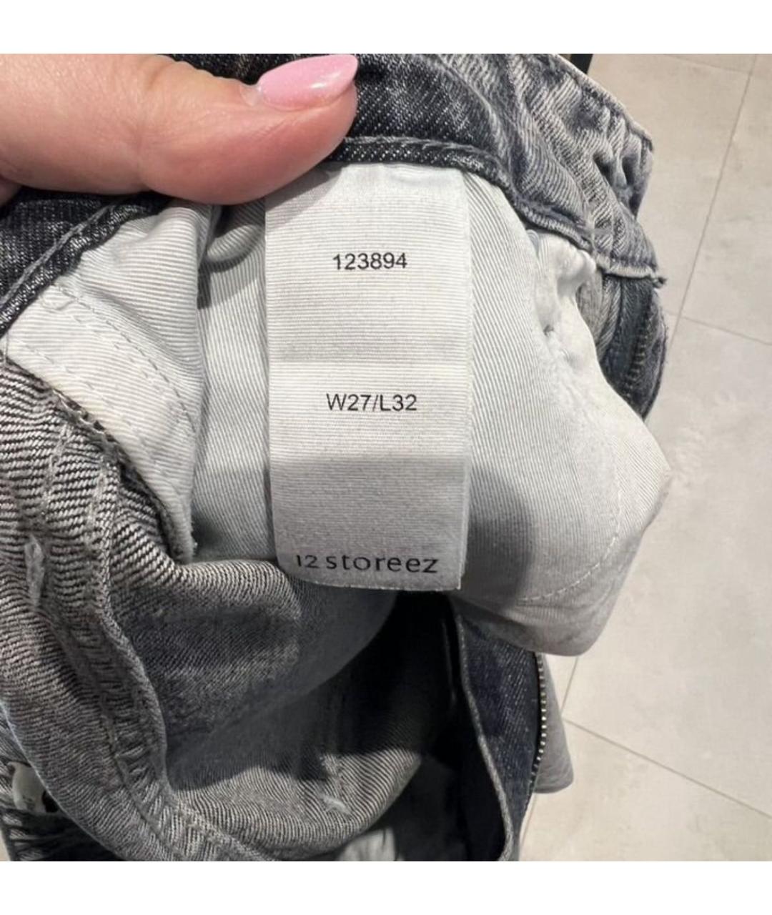 12 STOREEZ Антрацитовые хлопковые прямые джинсы, фото 3