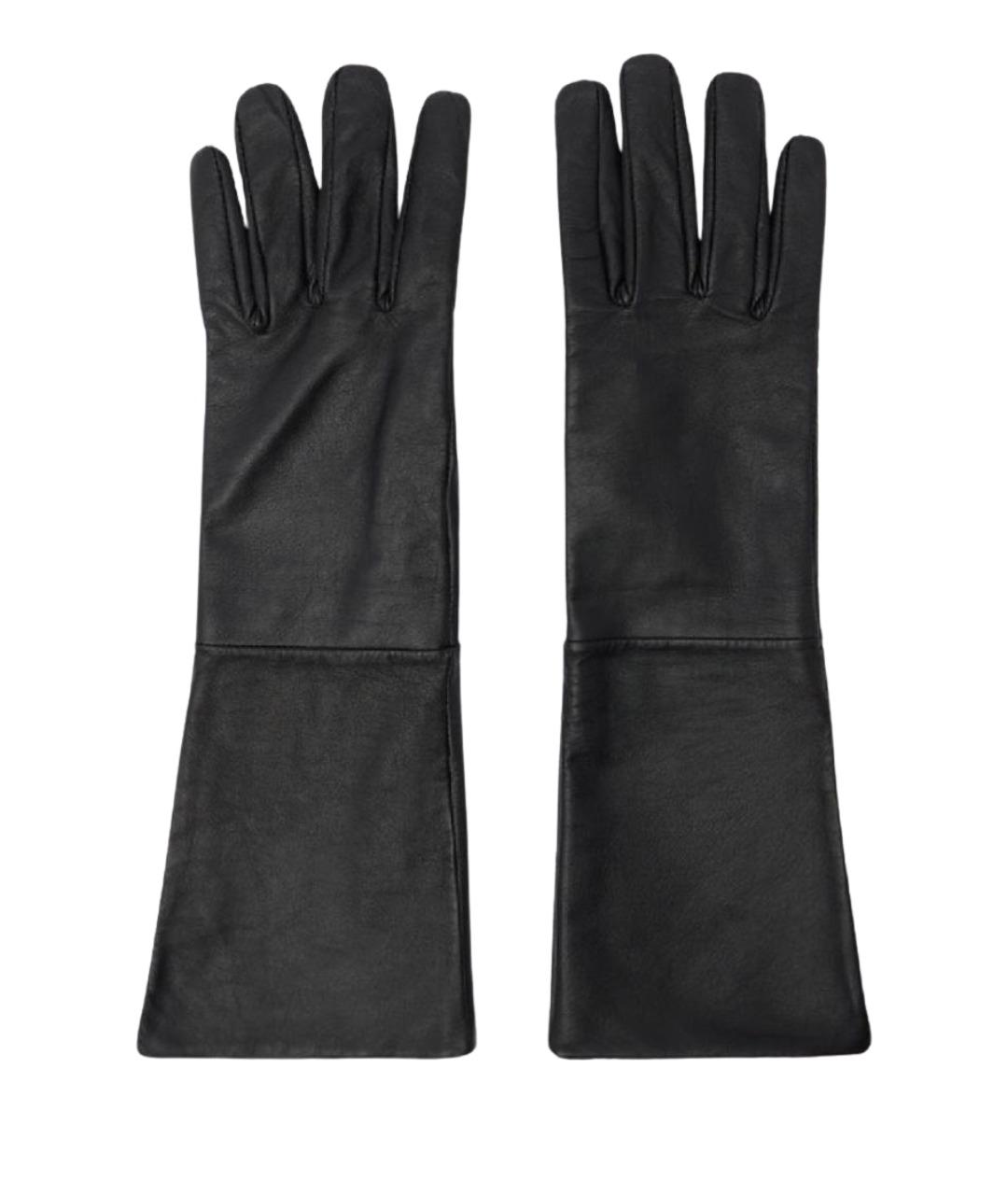 TRUSSARDI Черные кожаные перчатки, фото 1
