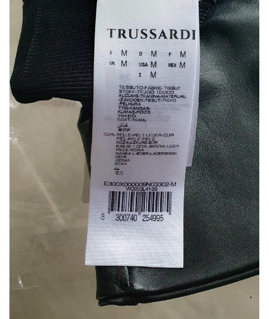 TRUSSARDI Черные кожаные перчатки, фото 6