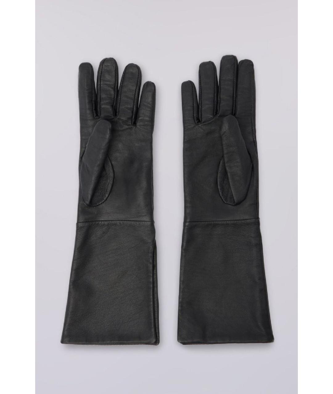 TRUSSARDI Черные кожаные перчатки, фото 4