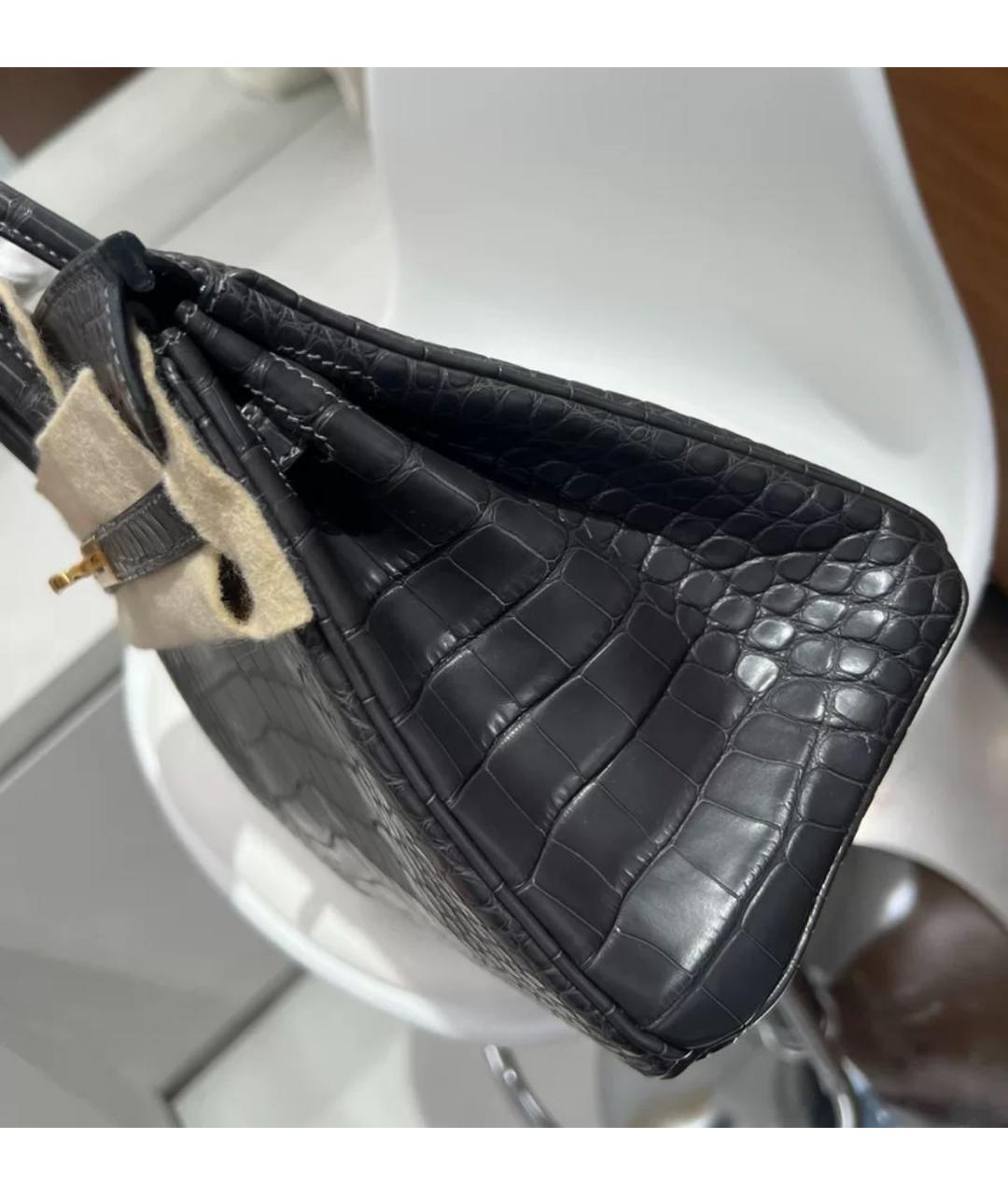 HERMES Черная кожаная сумка с короткими ручками, фото 5