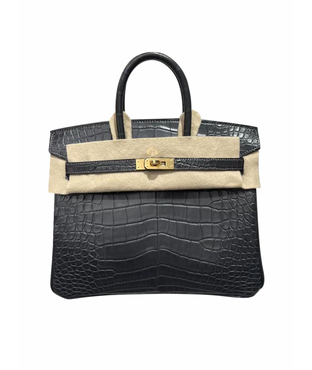 HERMES Черная кожаная сумка с короткими ручками, фото 1