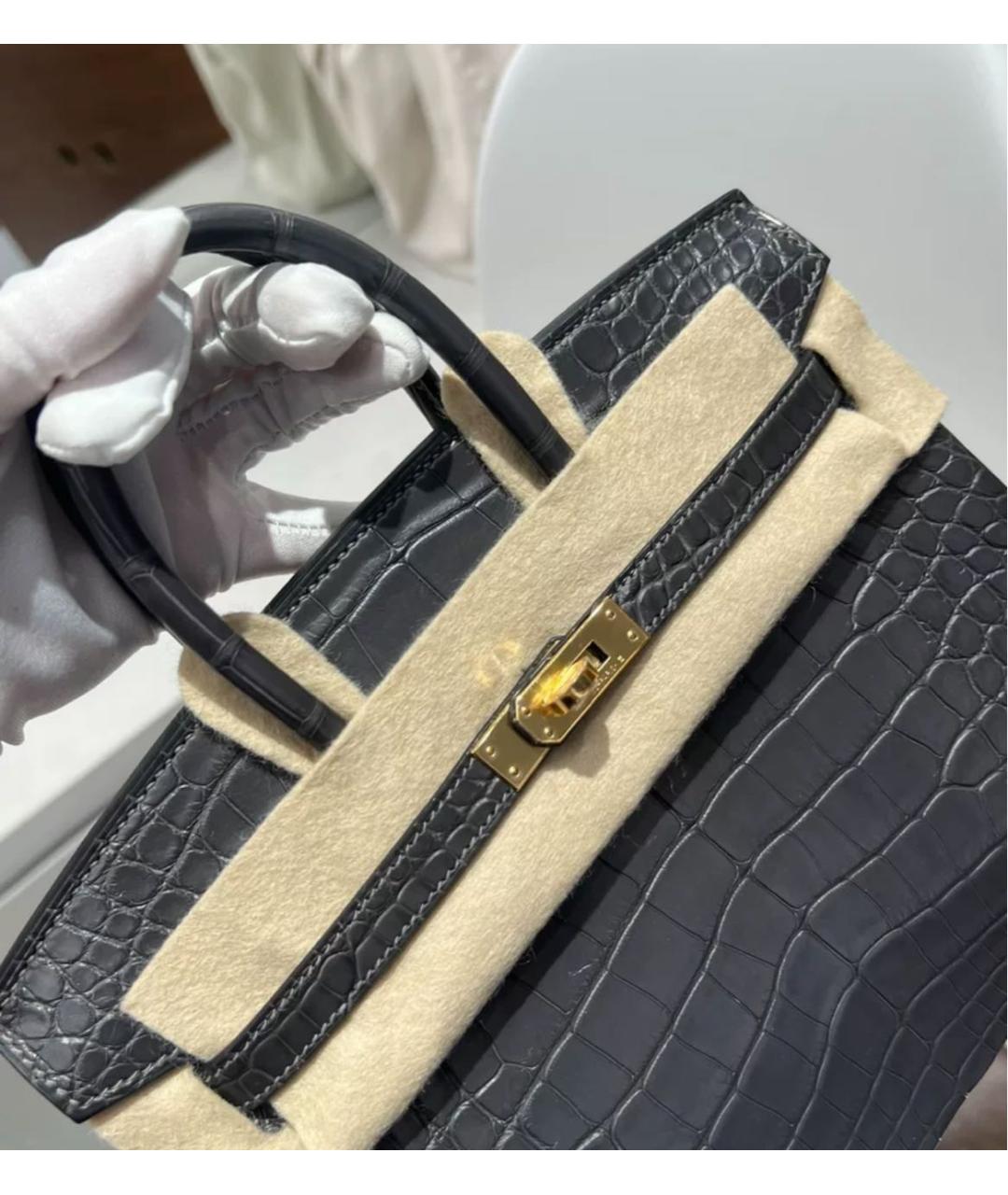 HERMES Черная кожаная сумка с короткими ручками, фото 4