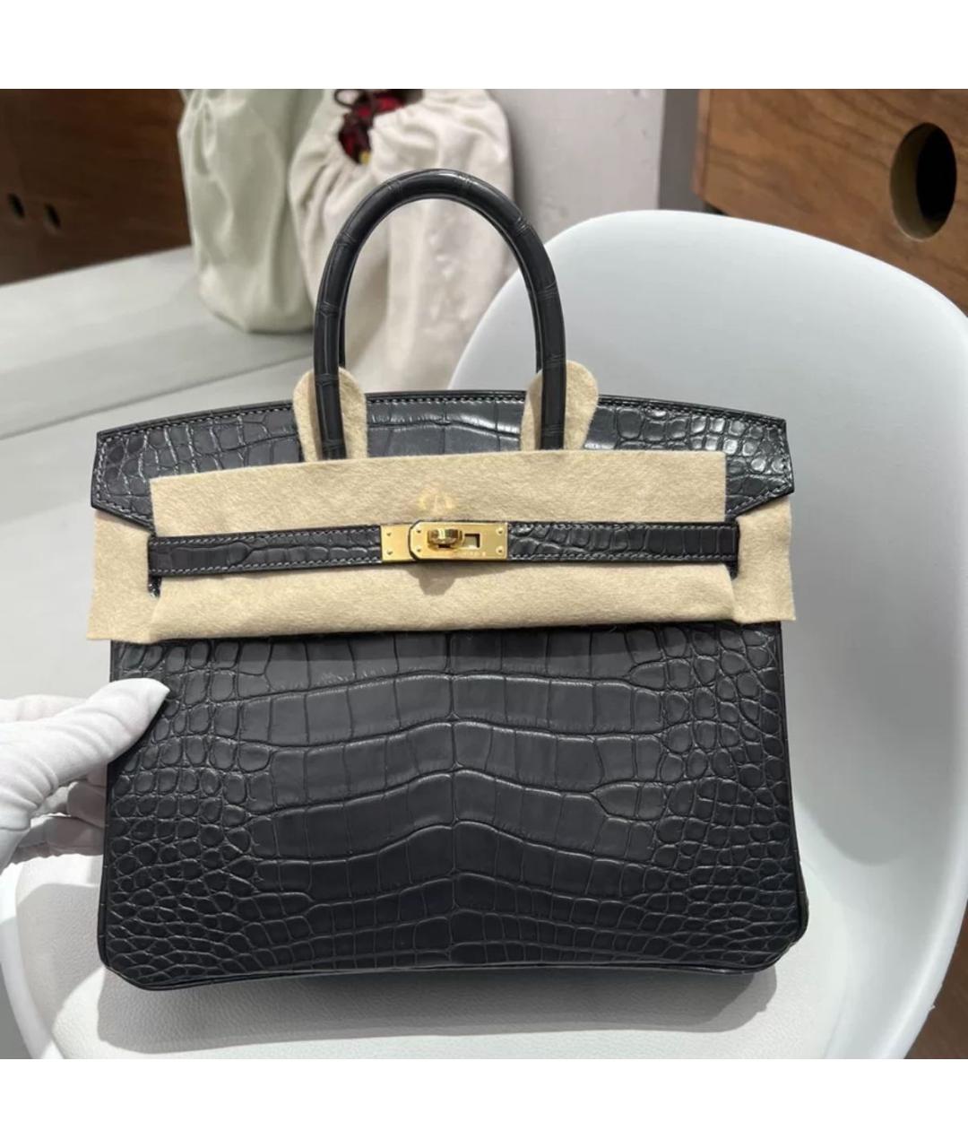 HERMES Черная кожаная сумка с короткими ручками, фото 7