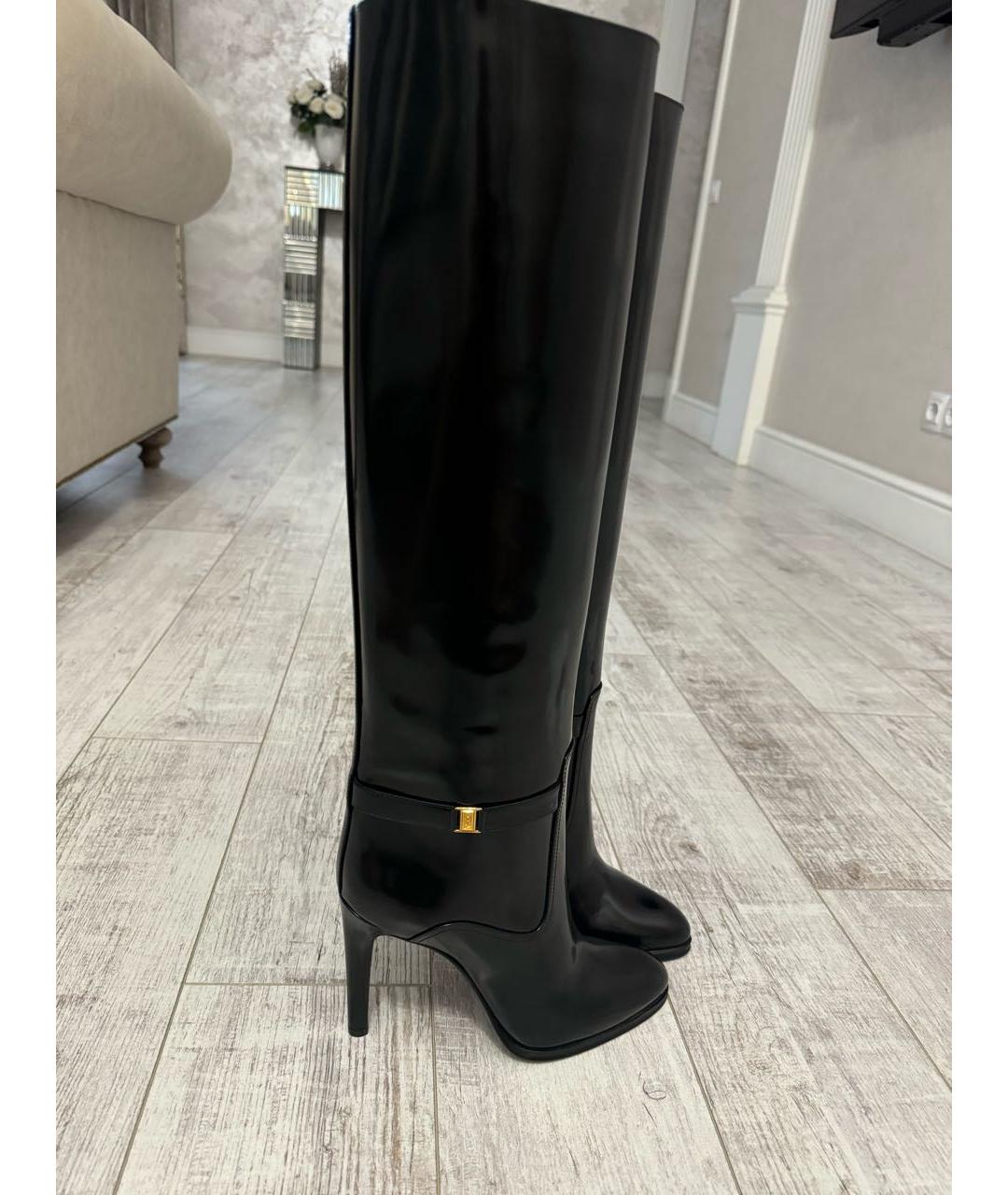 SAINT LAURENT Черные сапоги из лакированной кожи, фото 3
