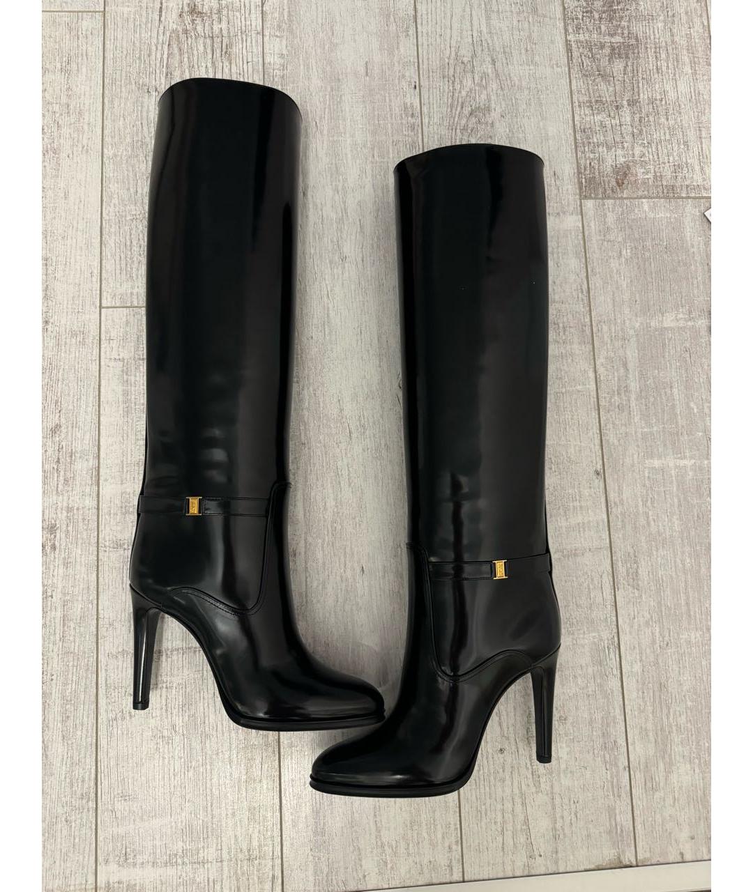SAINT LAURENT Черные сапоги из лакированной кожи, фото 8
