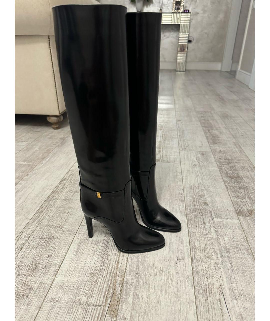 SAINT LAURENT Черные сапоги из лакированной кожи, фото 6