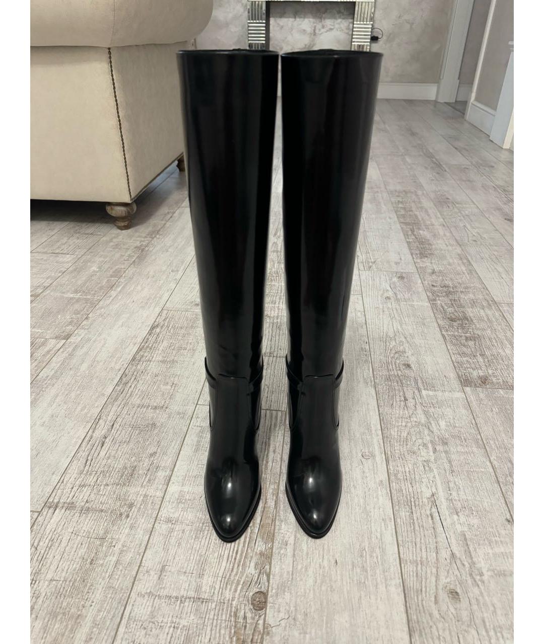 SAINT LAURENT Черные сапоги из лакированной кожи, фото 7