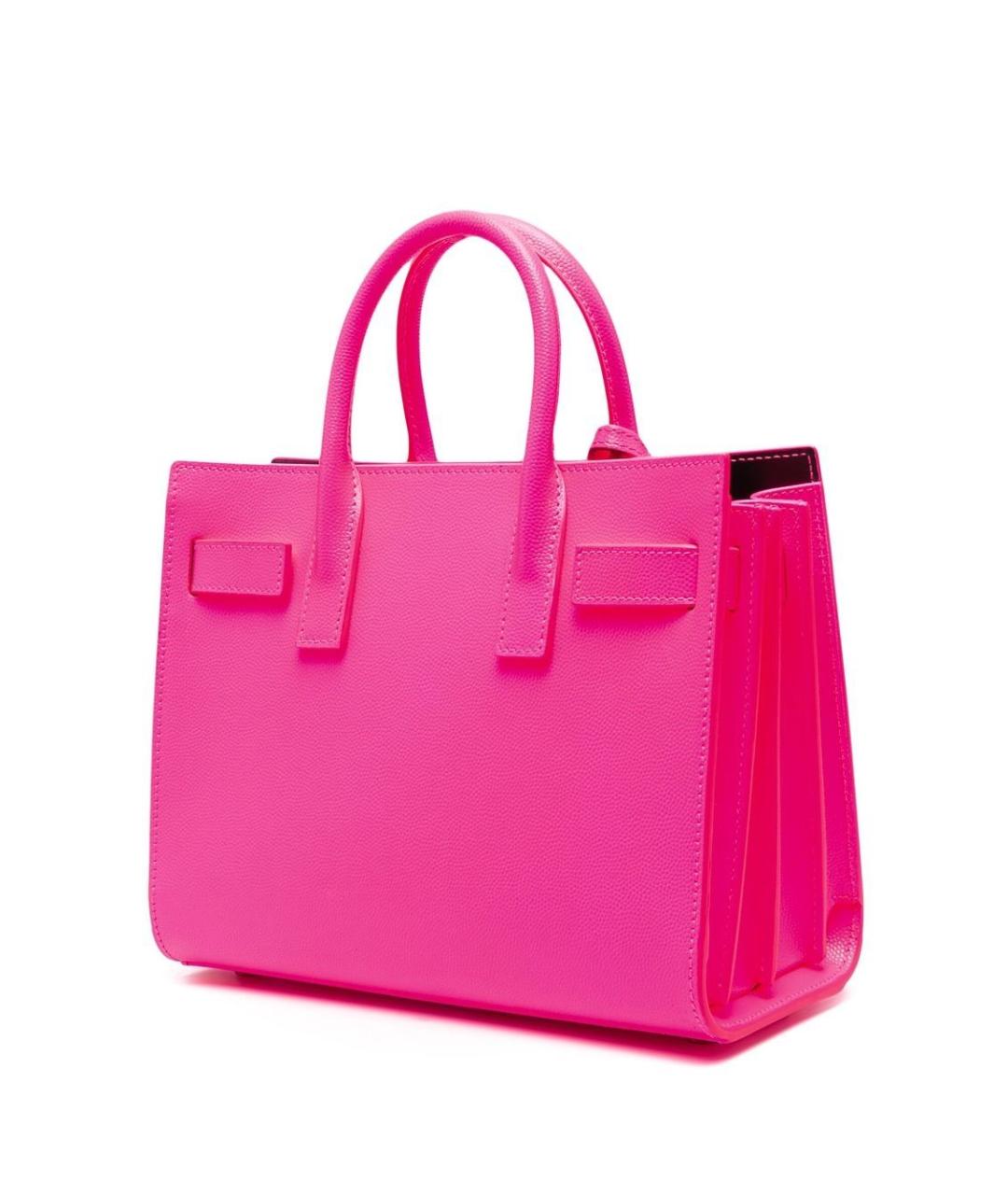 SAINT LAURENT Розовая кожаная сумка тоут, фото 3