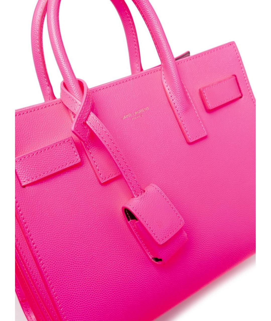 SAINT LAURENT Розовая кожаная сумка тоут, фото 5