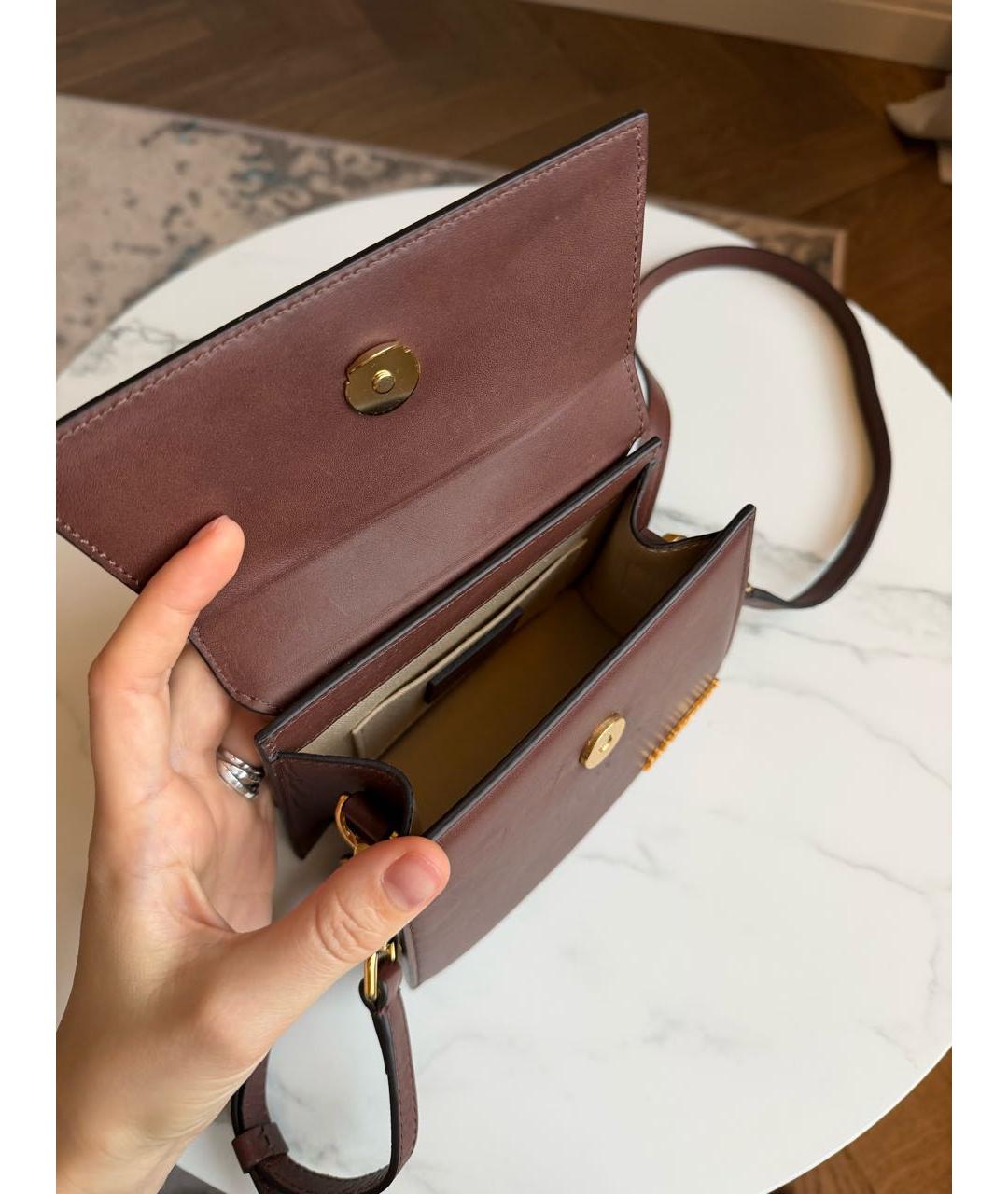 JACQUEMUS Коричневая кожаная сумка с короткими ручками, фото 4