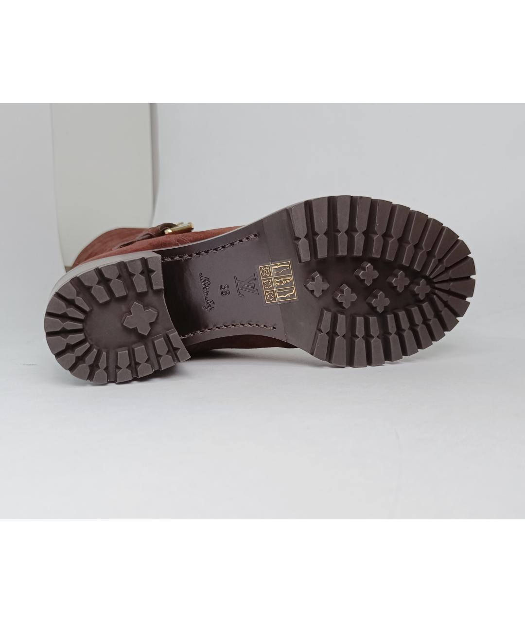 LOUIS VUITTON Коричневые замшевые сапоги, фото 8