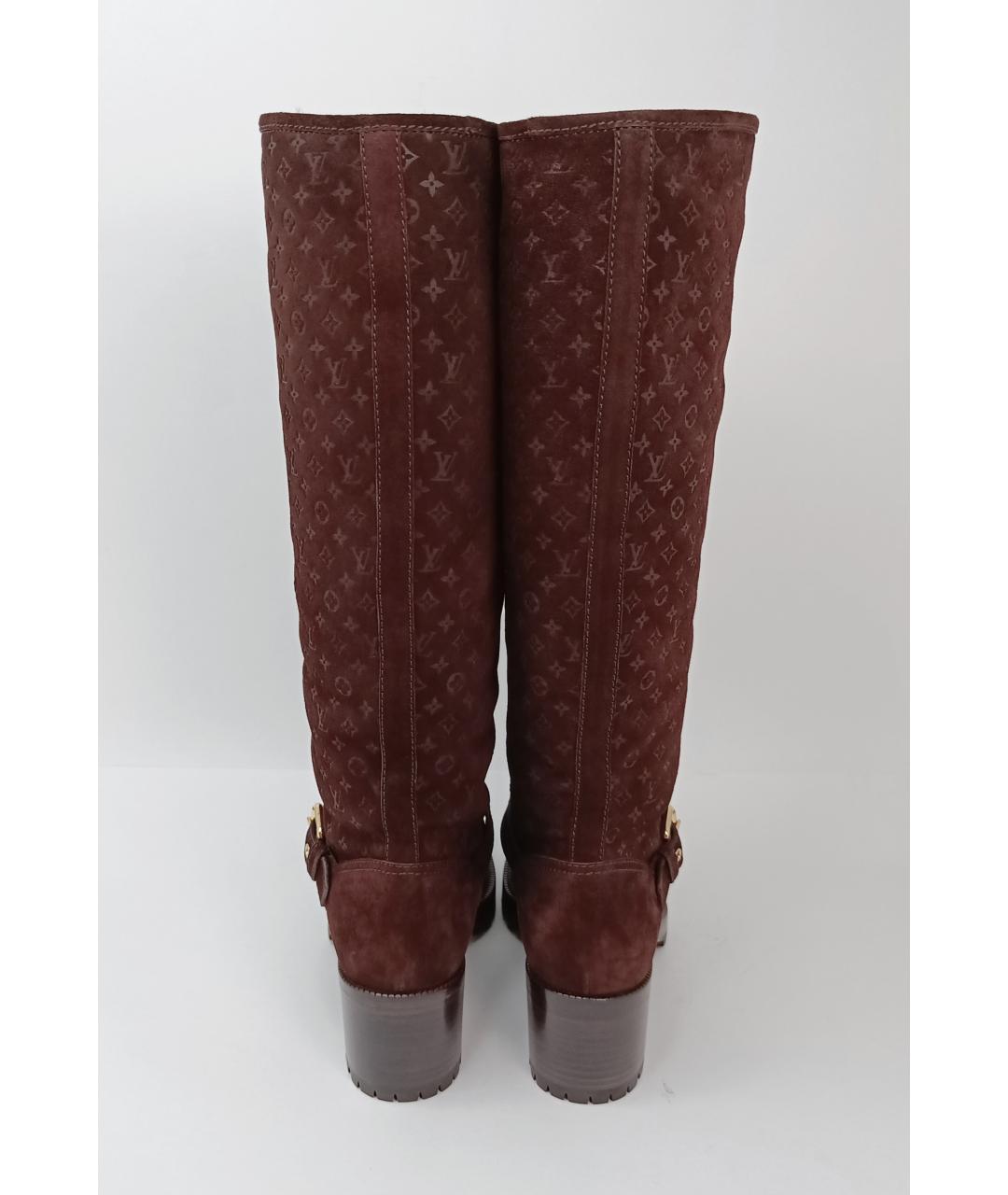 LOUIS VUITTON Коричневые замшевые сапоги, фото 4