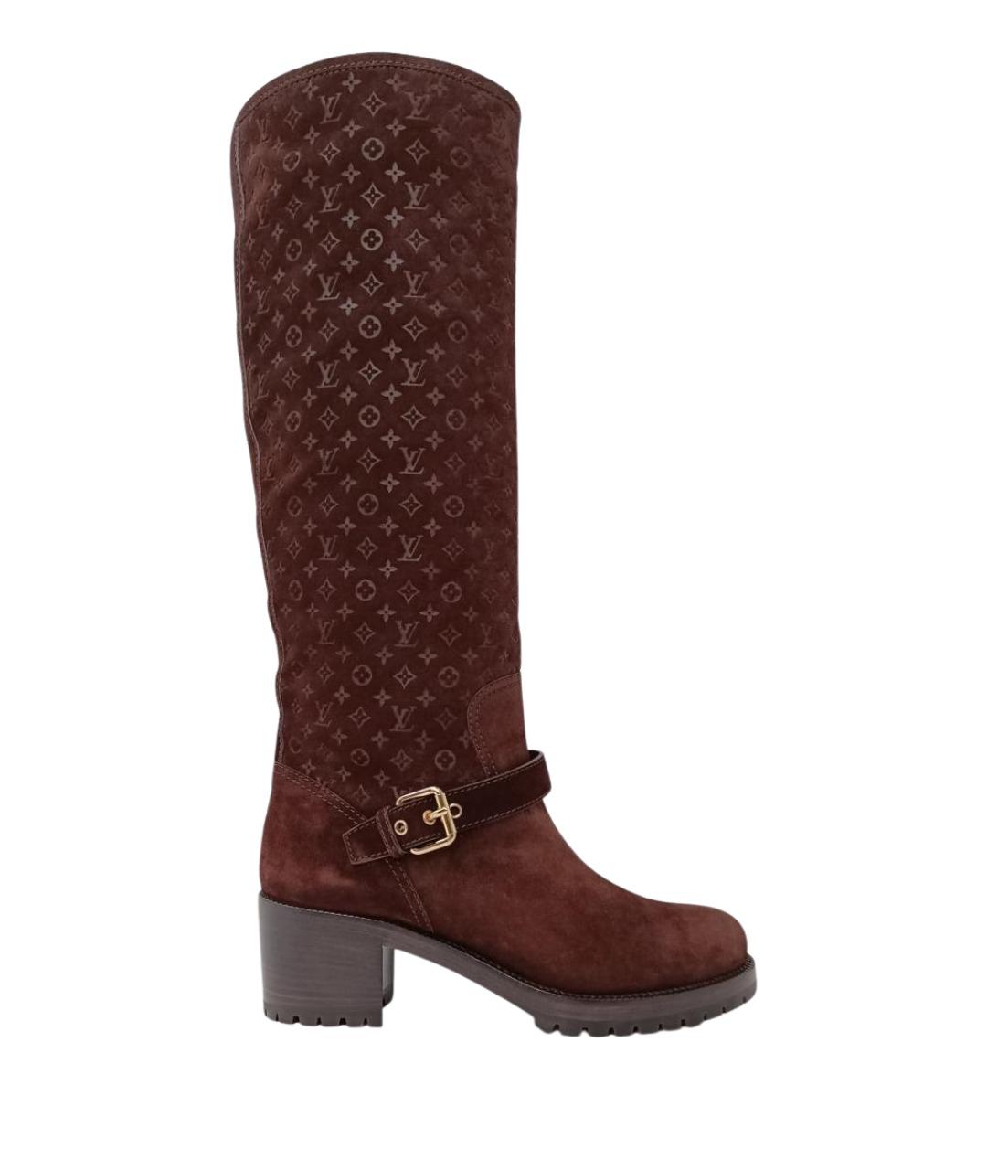 LOUIS VUITTON Коричневые замшевые сапоги, фото 1