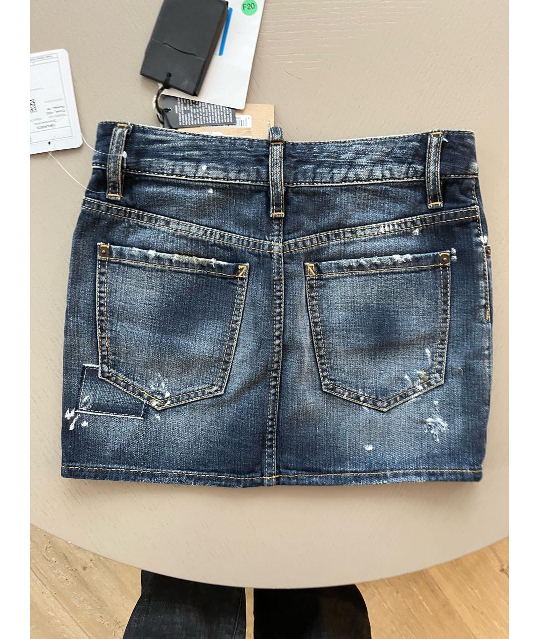 DSQUARED2 Синяя хлопковая юбка мини, фото 2