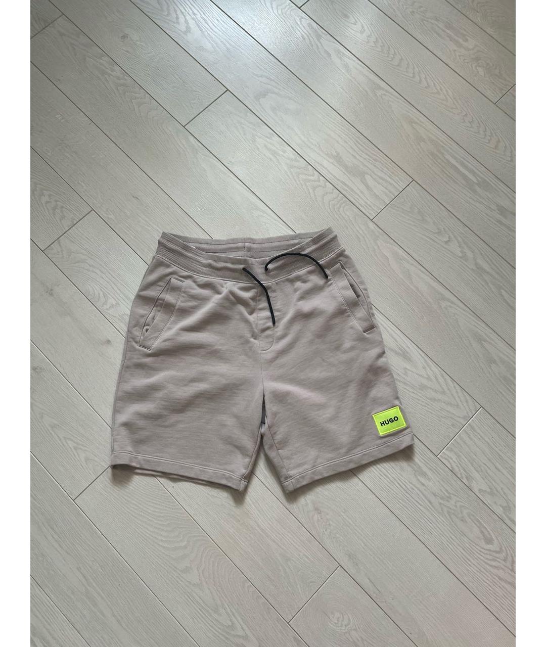 HUGO Бежевые хлопковые шорты, фото 9