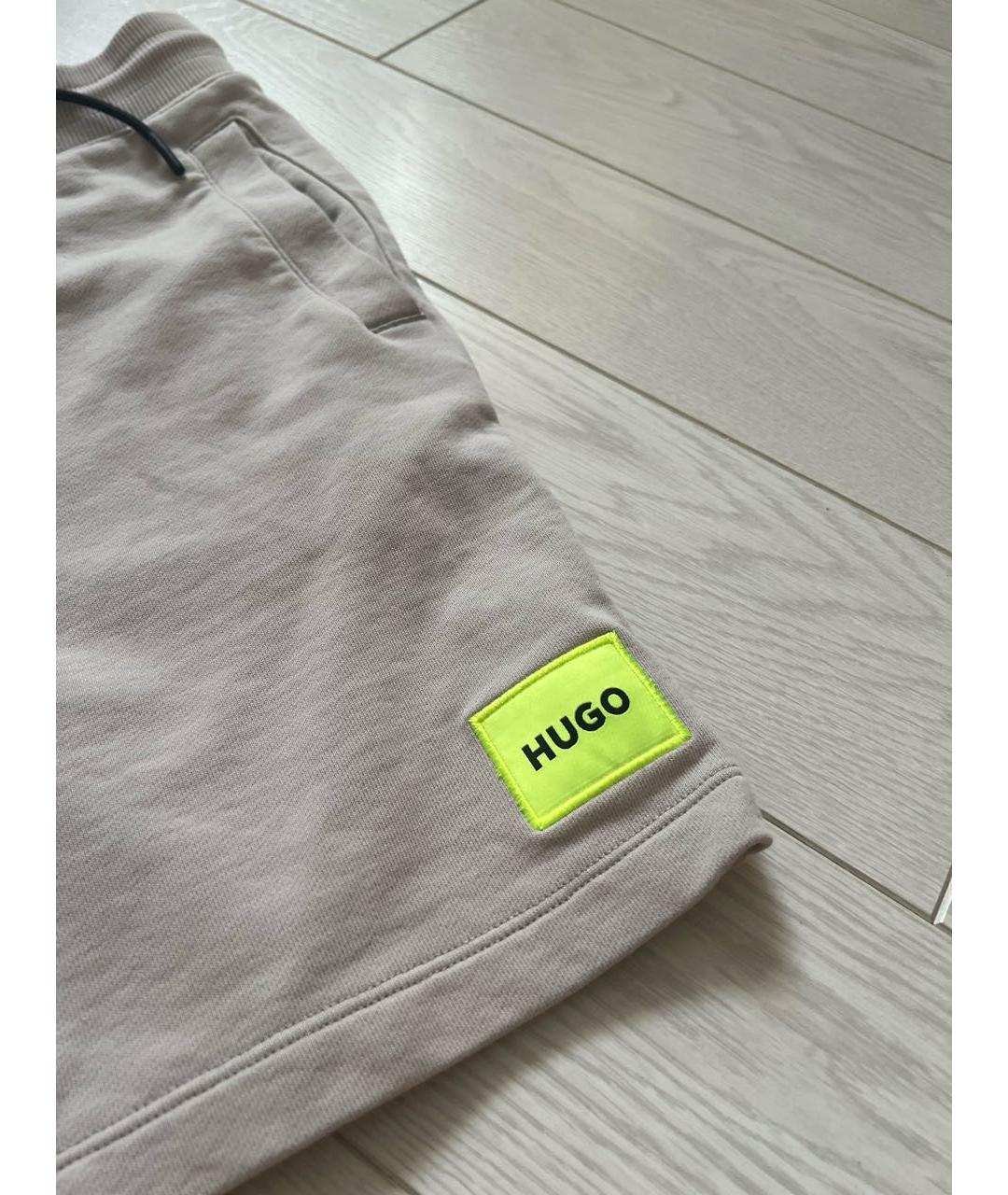 HUGO Бежевые хлопковые шорты, фото 4