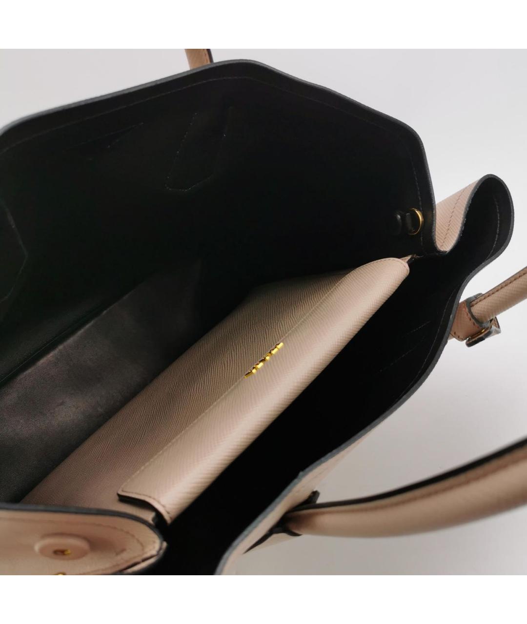 PRADA Бежевая кожаная сумка с короткими ручками, фото 6