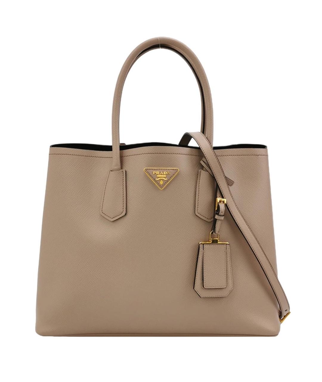 PRADA Бежевая кожаная сумка с короткими ручками, фото 1