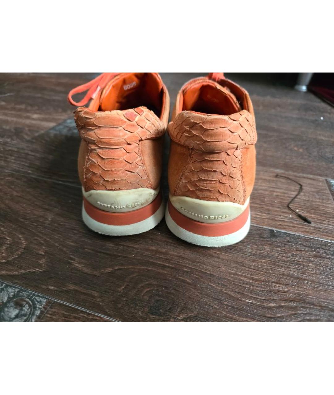 STEFANO RICCI Оранжевое замшевые низкие кроссовки / кеды, фото 4