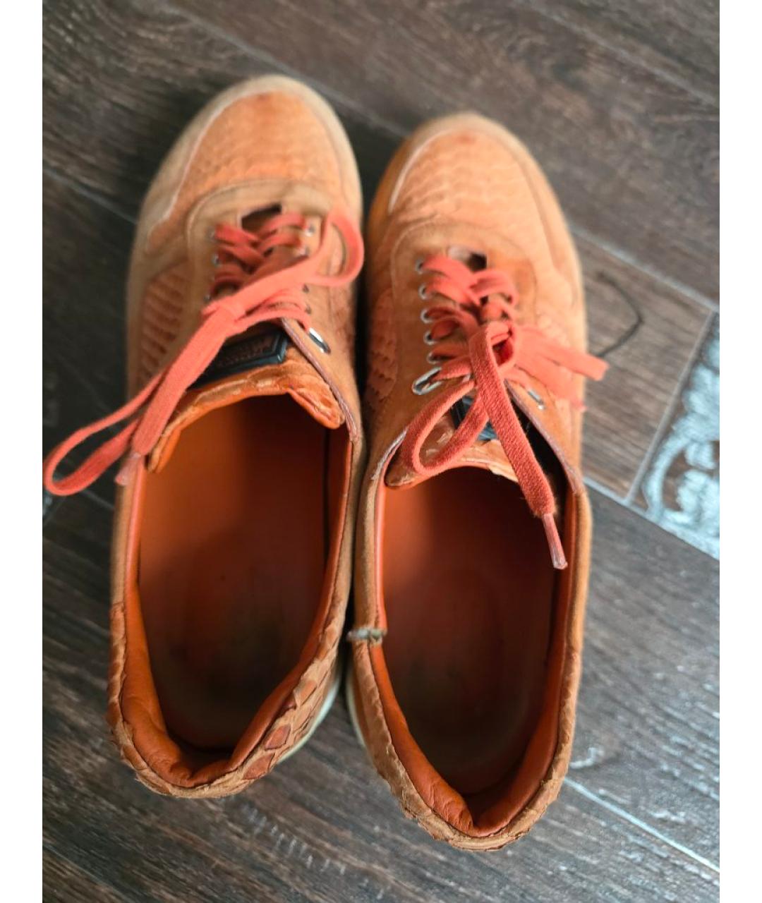 STEFANO RICCI Оранжевое замшевые низкие кроссовки / кеды, фото 3
