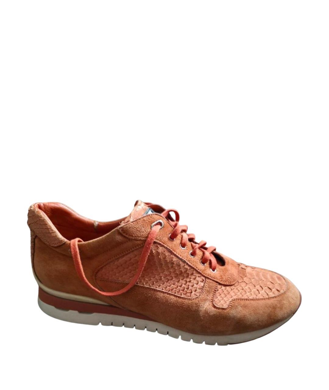 STEFANO RICCI Оранжевое замшевые низкие кроссовки / кеды, фото 1