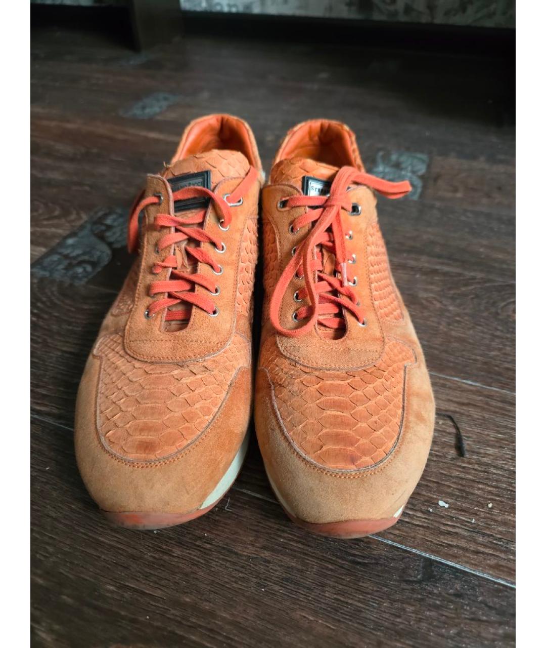 STEFANO RICCI Оранжевое замшевые низкие кроссовки / кеды, фото 2