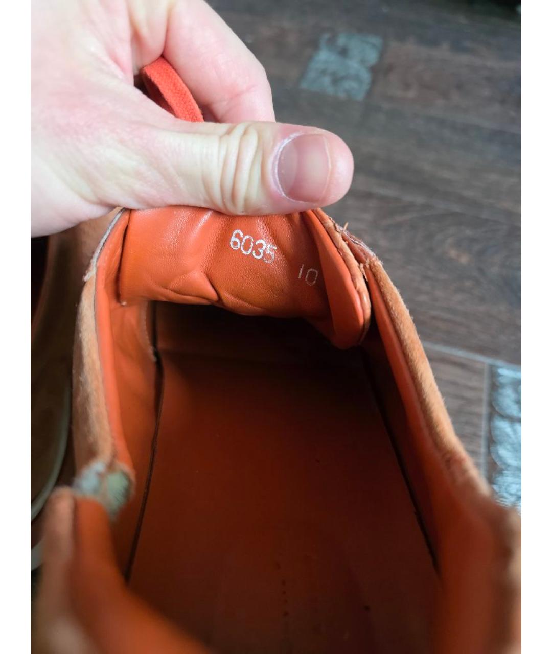 STEFANO RICCI Оранжевое замшевые низкие кроссовки / кеды, фото 5