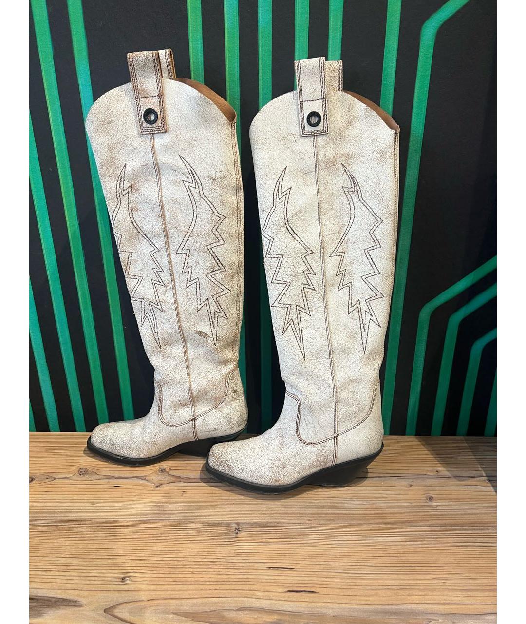 DIESEL Бежевые кожаные сапоги, фото 6