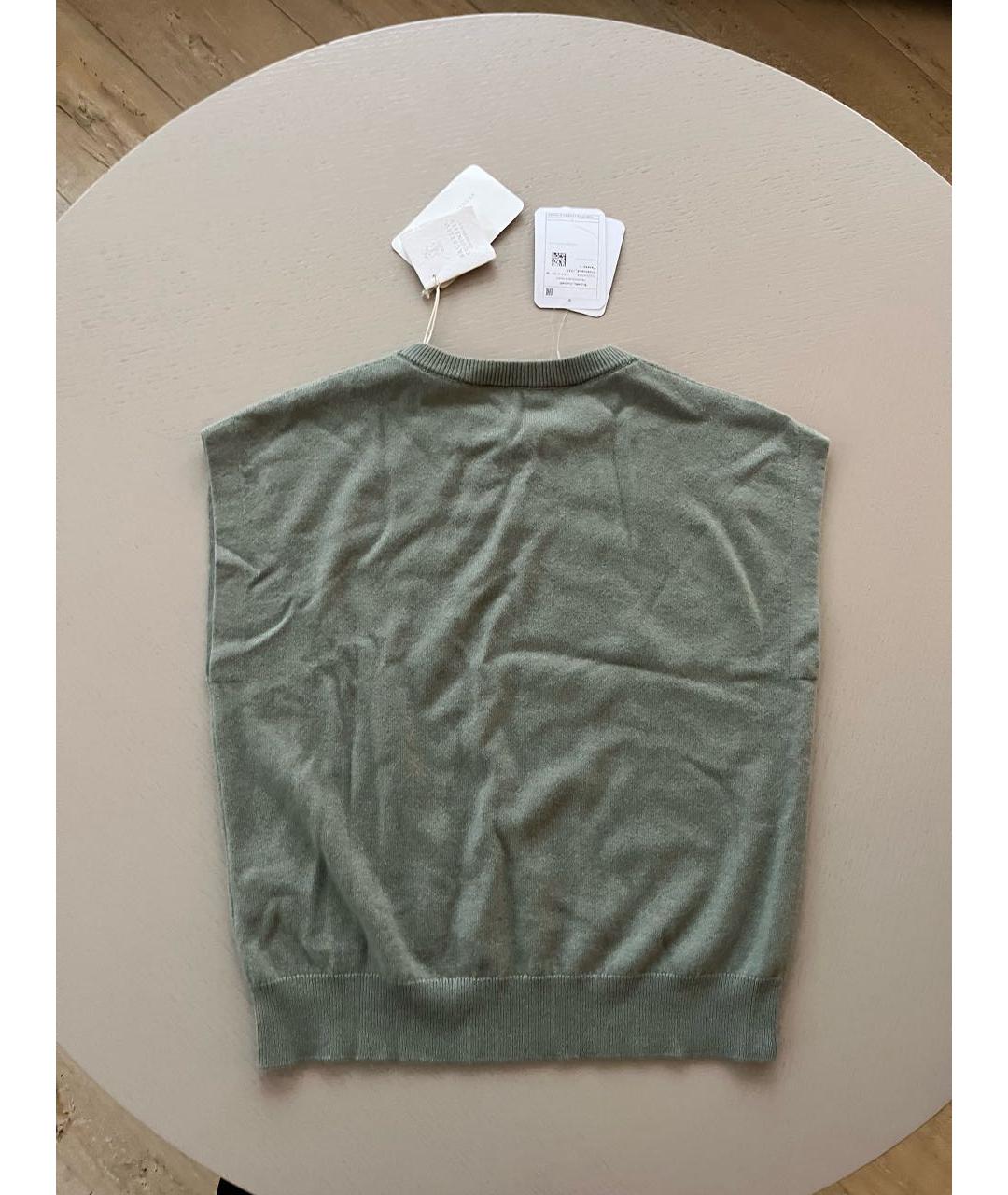 BRUNELLO CUCINELLI Хаки кашемировая жилетка, фото 2