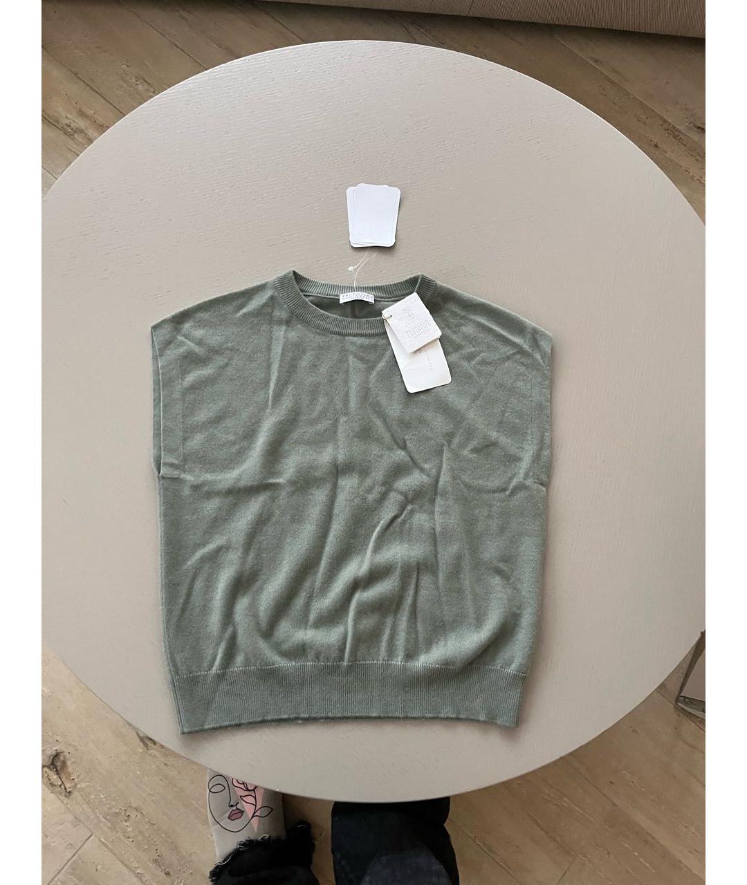 BRUNELLO CUCINELLI Хаки кашемировая жилетка, фото 6