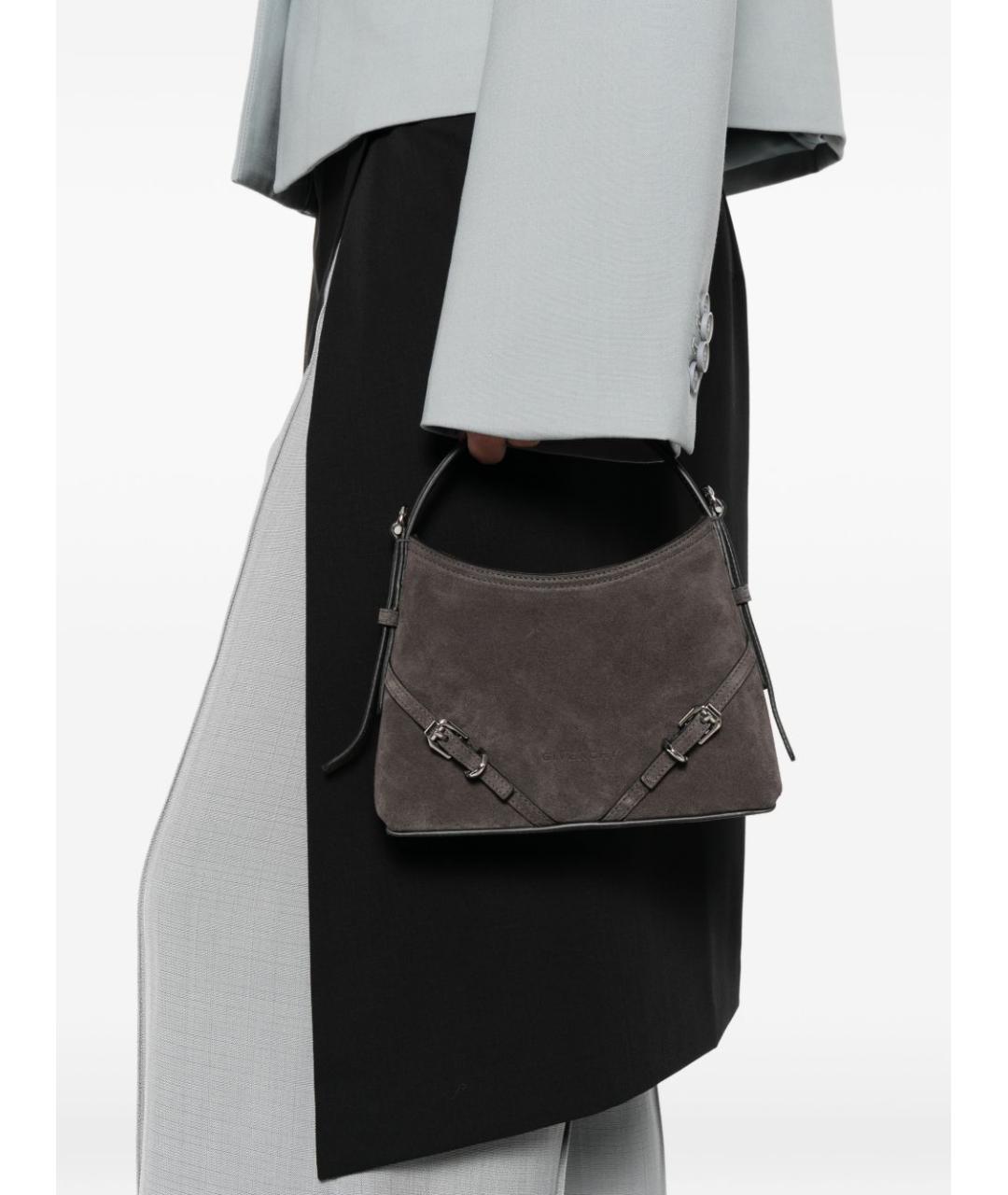 GIVENCHY Серая замшевая сумка с короткими ручками, фото 3